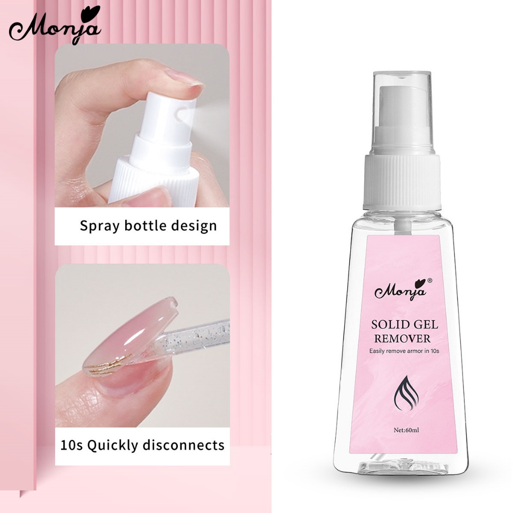 Monja 60ml เล็บ UV กาว Remover สําหรับกดบนเล็บ Soak Off เจลเล็บปลอมกาวกําจัด DIY เครื่องมือทําเล็บ