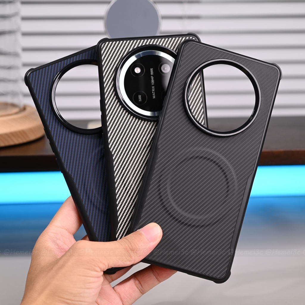 สําหรับ Honor X9c X9b Smart 5G ปลอกคาร์บอนไฟเบอร์รูปแบบหนังแม่เหล็ก Hard เคสโทรศัพท์