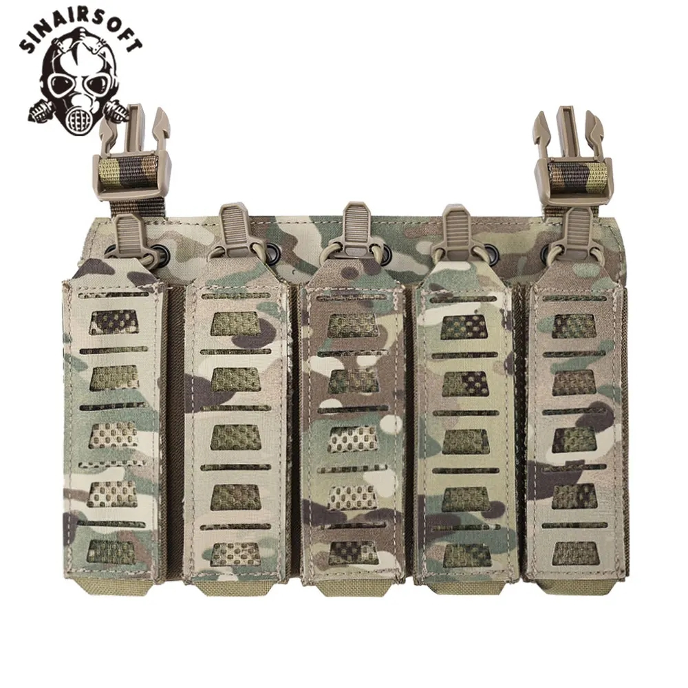Sinairsoft ยุทธวิธี MP5 MP7 นิตยสารกระเป๋า Hook & Loop และยืดหยุ่น Retention สายรัดสําหรับเสื้อกั๊ก Chest Rig อุปกรณ์เสริม