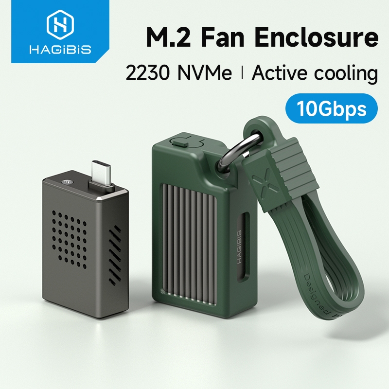 Hagibis 2230 M.2 NVMe SSD Enclosure พร้อมพัดลมระบายความร้อน USB 3.2 Gen 2 10Gbps ถึง NVMe PCI-E M.2 SSD สําหรับแล็ปท็อป iPhone 15 16 Android