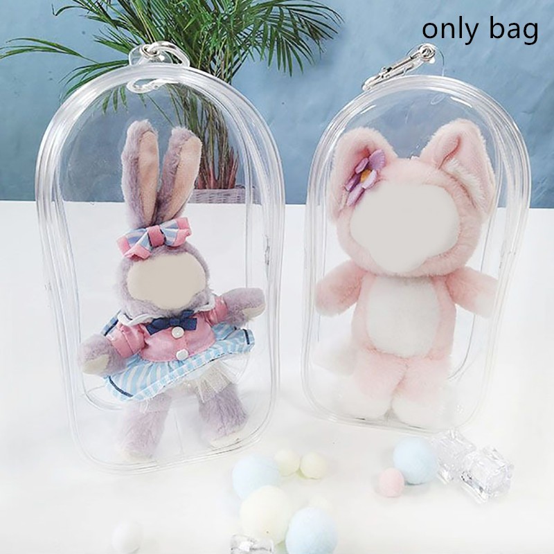Bl 1 PC 19*10 ซม.PVC โปร่งใสรูปไข่ตุ๊กตาสําหรับกลางแจ้งถุงเก็บฝุ่นกระเป๋า Organizer กล่องของเล่นตุ๊กตากระเป๋ากล่องพวงกุญแจ A