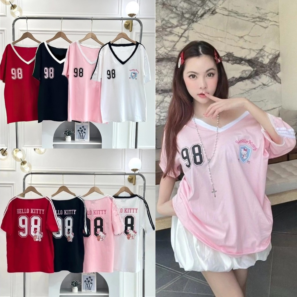 สไตล์เกาหลี Cute Cat NO.98 เสื้อยืดแขนสั้นผู้หญิง Oversize หลวมรูปแบบเสื้อยืดเสื้อน่ารักสําหรับผู้ชายและผู้หญิงแนวโน้มร้อน 2025