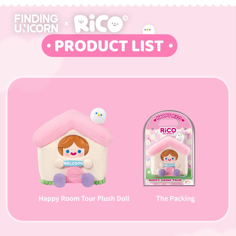FINDING UNICORN RiCO Happy Room Tour Plush Doll（Single Box 1Pc）