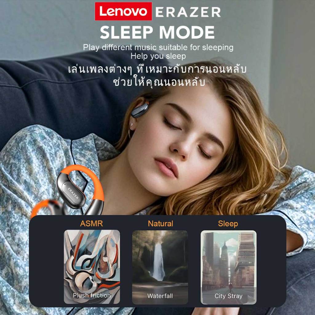 Lenovo ERAZER XF31 Al หูฟังอัจฉริยะ Real-Time หูฟังบลูทูธ หูฟัง ชุดหูฟังบลูทูธ 5.4 พร้อม LED หน้าจอสัมผัส หูฟังธุรกิจ พร้อมไมโครโฟนกันน้ำ IPX5