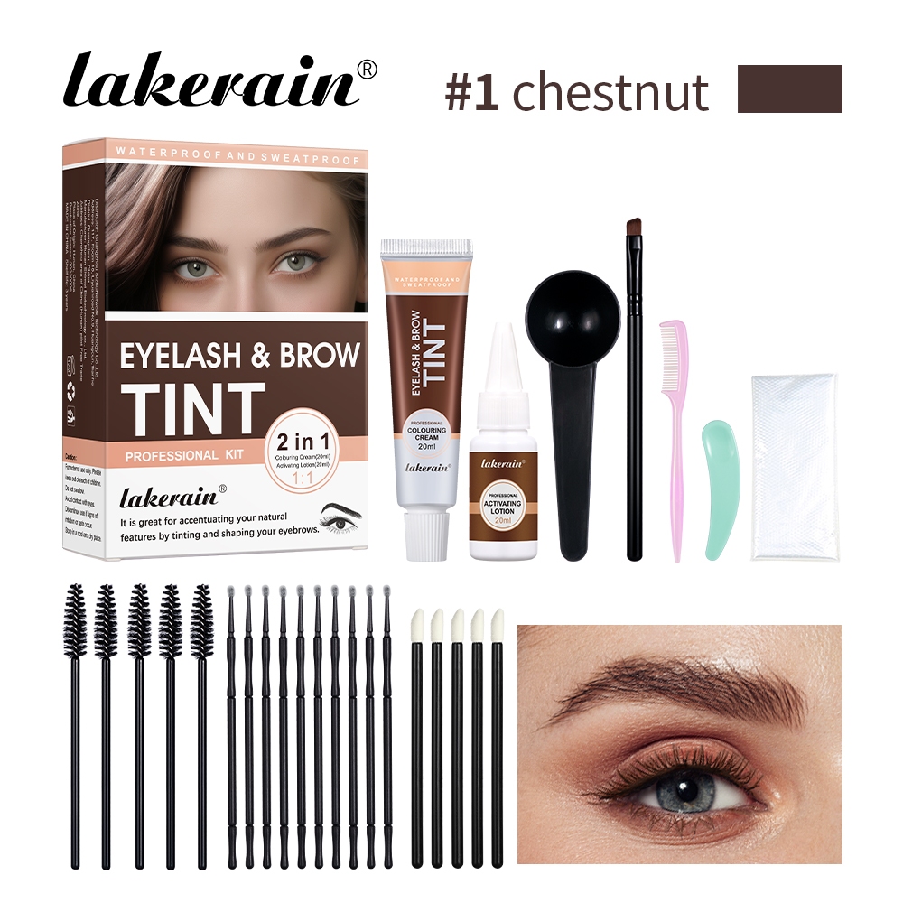 Lakerain 3 สี Eyelash Eyebrow Dye Tint Kit,2-In-1 Eyelash & Brow Tint,ติดทนนานสําหรับ 4-8 สัปดาห์กันน้ําและNon-Fading