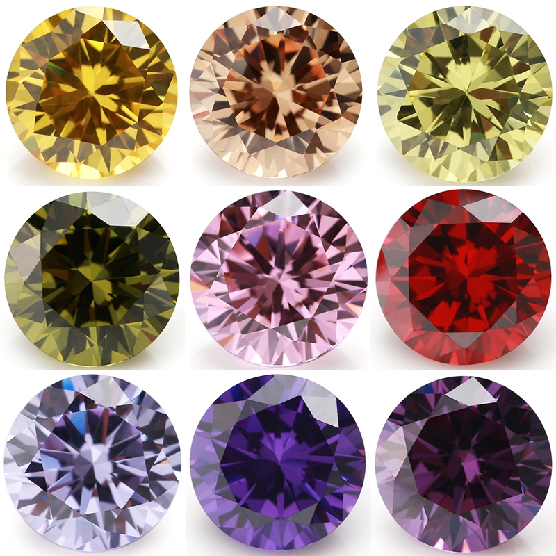 20pcs 5A รอบตัด Cubic Zirconia สังเคราะห์อัญมณี 4 ~ 8 มม.สีดํา,สีชมพู,โกเมน,สีส้ม,สีเหลืองทอง,ลาเวนเดอร์,แชมเปญ,Amethyst,สีม่วง,มะกอกสีเขียวหลวม CZ หินสําหรับเครื่องประดับ DIY