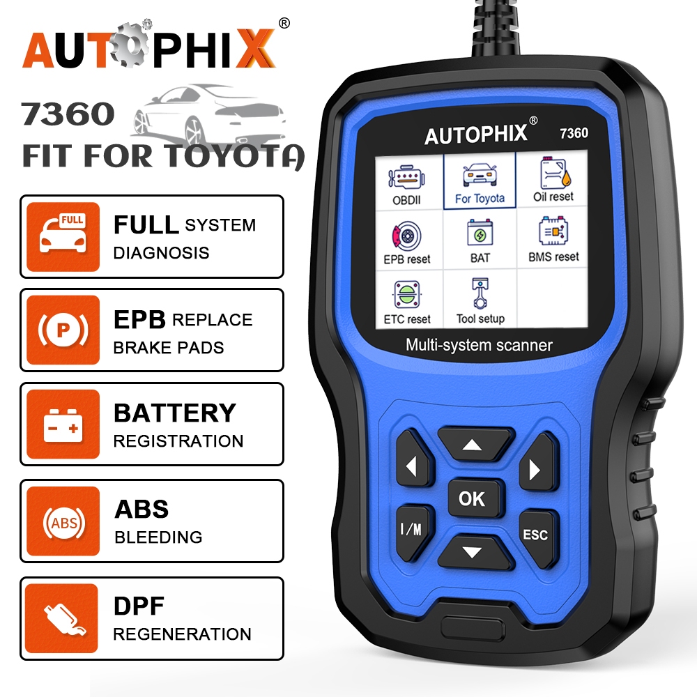 Autophix เครื่องสแกนเนอร์ 7360 OBD2 สําหรับ Toyota เครื่องอ่านโค้ดรถยนต์ SRS ABS