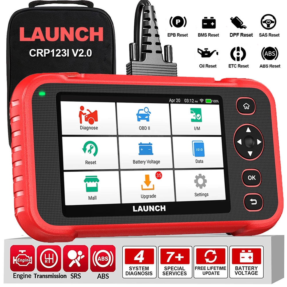 Launch CRP123i V2.0 OBD2 เครื่องสแกนเนอร์  เครื่องอ่านโค้ด วินิจฉัยรถยนต์ 4 ระบบ รีเซ็ต 7 ฟังก์ชั่น