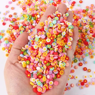 St.kunkka 100pcs 6mm-8mm เรซิ่นดอกไม้ลูกปัดสําหรับเล็บ DIY สร้อยข้อมือสร้อยคอทําจี้ Spacer ลูกปัดอุปกรณ์เครื่องประดับ