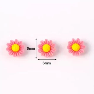 St.kunkka 100pcs 6mm-8mm เรซิ่นดอกไม้ลูกปัดสําหรับเล็บ DIY สร้อยข้อมือสร้อยคอทําจี้ Spacer ลูกปัดอุปกรณ์เครื่องประดับ