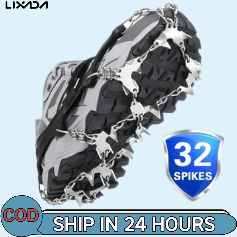 [LIXADA Mall] TOMSHOO 32 ฟัน Ice Claw ฝาครอบรองเท้ากันลื่นสแตนเลส หิมะ อุปกรณ์กันลื่น โซ่กันลื่น