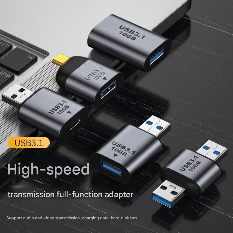 อะแดปเตอร์ USB3.1 เป็น TYPE-C การส่งผ่านความเร็วสูงเสียงและวิดีโอชาร์จหัวแปลงข้อมูลตัวแปลง 10gbps