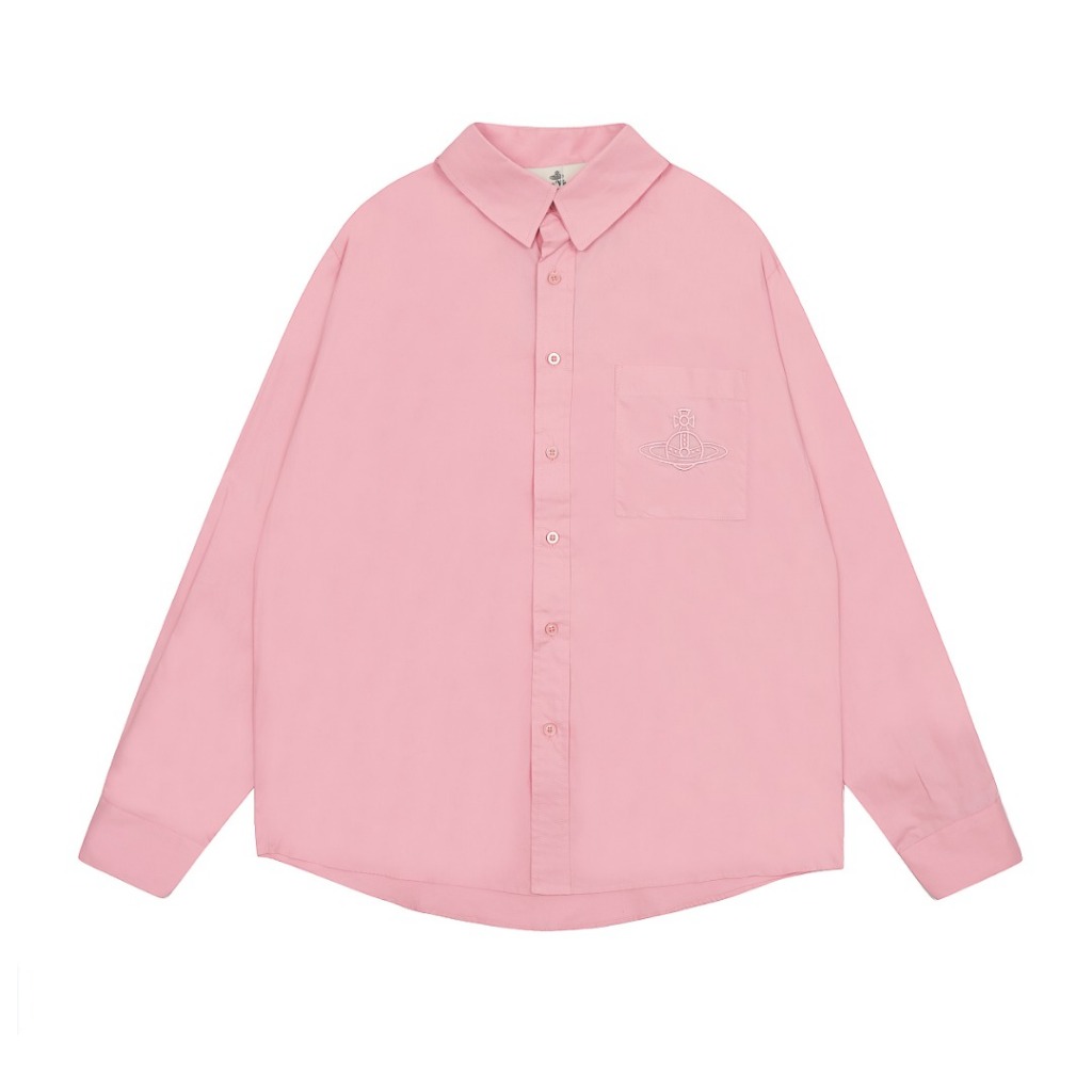 สต็อกพร้อม เสื้อเชิ้ตลําลองทรงหลวมปักลายกระเป๋าคลาสสิกที่ทันสมัยและหลากหลาย