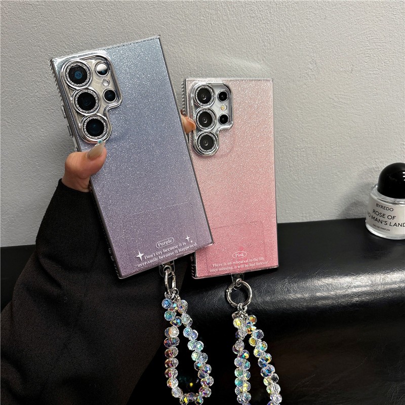 แฟชั่น แวววาว ท้องฟ้า เชือกมือ เคส Samsung Galaxy S24 FE S24 Ultra S24 Plus S24 S23FE S23 Ultra S23 Plus S23 S22Ultra Case เคสโทรศัพท์ใหม่ IMD ป้องกันการตก เคสมือถือซัมซุง