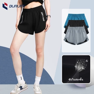 【BURUITE】กางเกงวิ่ง 2IN1 มีซับใน ป้องกันการโป๊ เหมาะสำหรับการวิ่งและฟิตเนส กางเกงวิ่ง