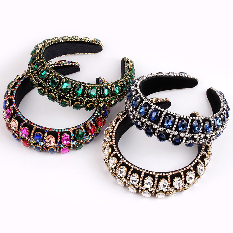 ยางรัดผมสไตล์บาร็อค ยางรัดผมหนาเพชร ยางรัดผมหรูหราหรูหราหรูหรา เครื่องประดับผมสําหรับเด็กผู้หญิง - รูปที่ 3