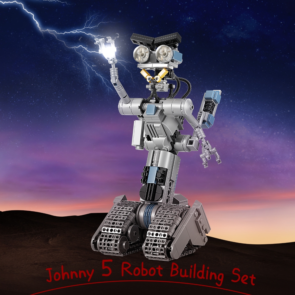 Johnny 5 หุ่นยนต์รุ่น Building Blocks ของเล่นเด็กเพื่อการศึกษาของขวัญสําหรับชาย 87 ชิ้นอิฐ Buildmoc วงจรสั้น