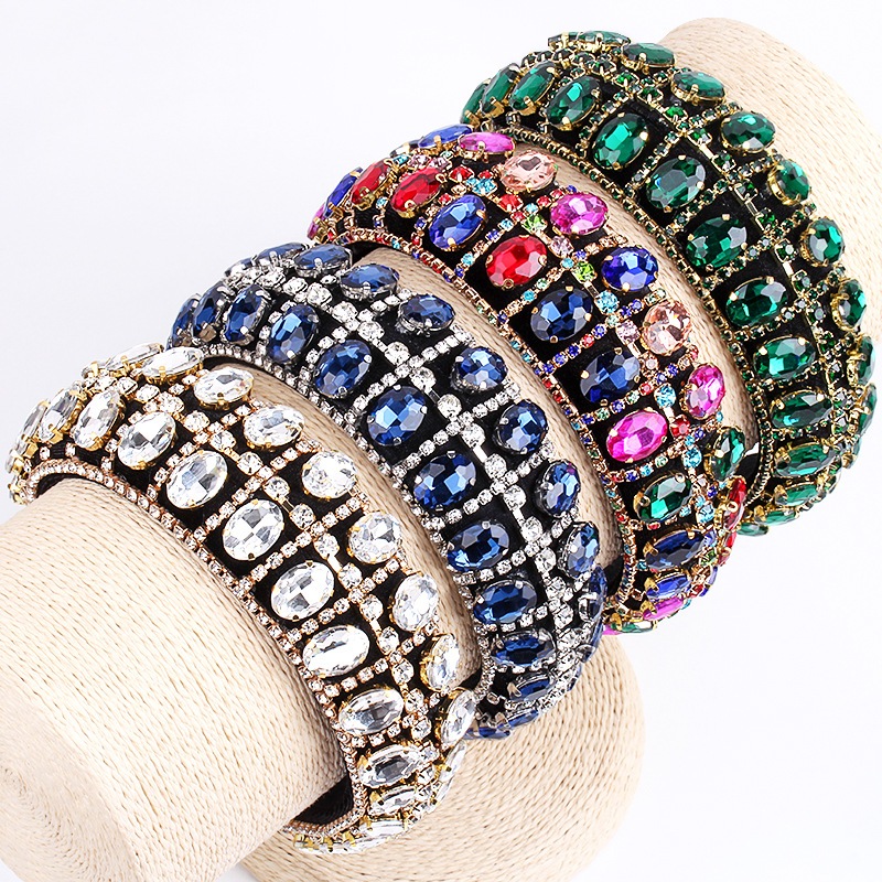 ยางรัดผมสไตล์บาร็อค ยางรัดผมหนาเพชร ยางรัดผมหรูหราหรูหราหรูหรา เครื่องประดับผมสําหรับเด็กผู้หญิง - รูปที่ 5