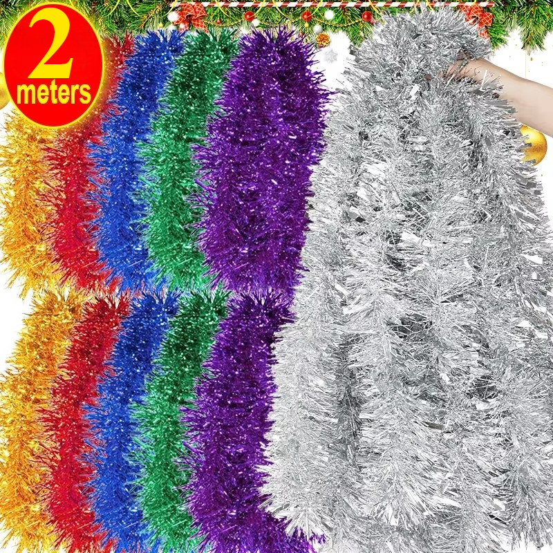 [ ที่โดดเด่น ] ริบบิ้น Tinsel เคลือบเงาคริสต์มาส - ริบบิ้นตกแต่งต้นคริสต์มาส - พวงมาลัยเครื่องประดับ DIY - แถบสียืดหยุ่น - ตกแต่งบันไดโต๊ะหน้าต่าง - ตกแต่งงานแต่งงาน