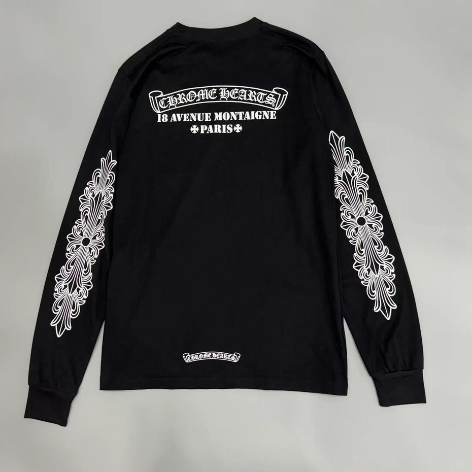 (ผ้าฝ้าย 100%) สไตล์ใหม่ Street Wear สันสกฤต Crow Heart พิมพ์ Horseshoe เสื้อยืดแขนยาว