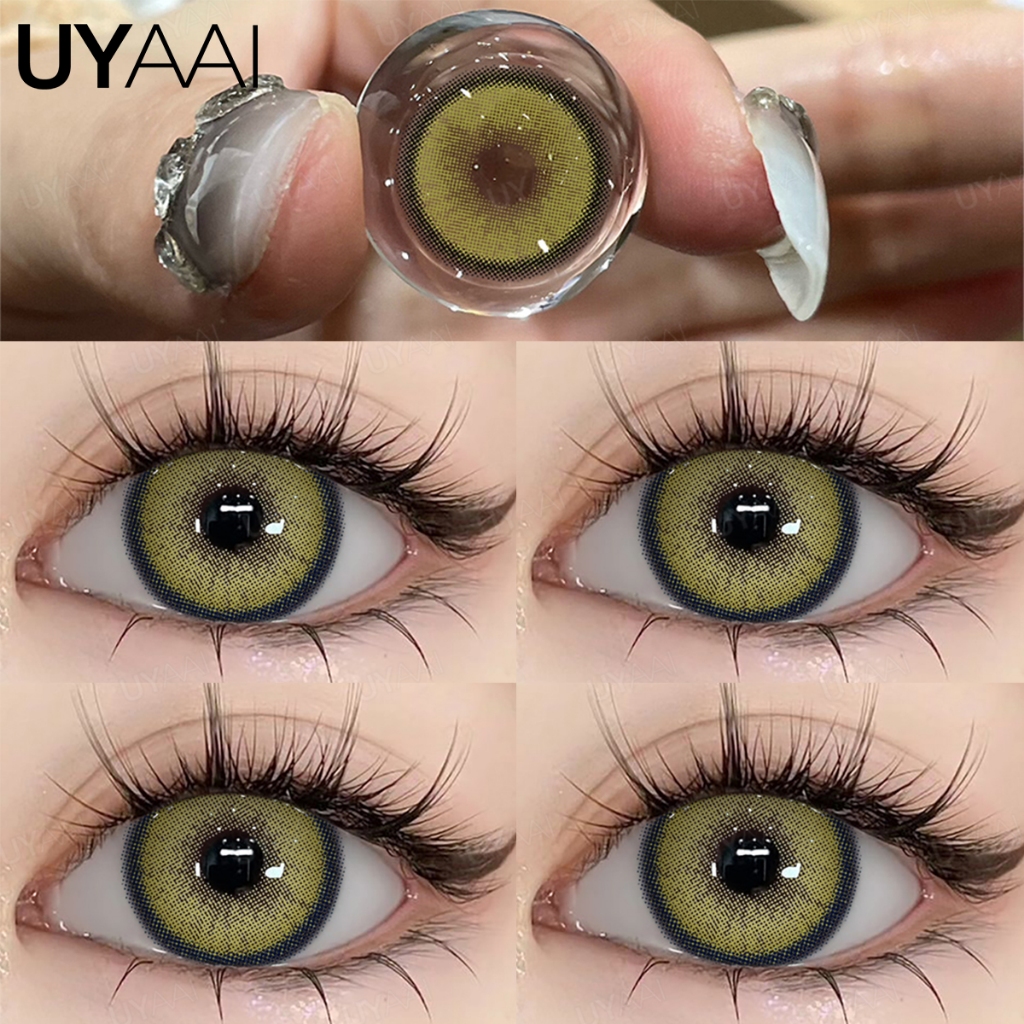 Uyaai คอนแทคเลนส์ สีน้ําตาล 14.0~14.5 มม. สําหรับแต่งหน้า 2 ชิ้น ต่อคู่