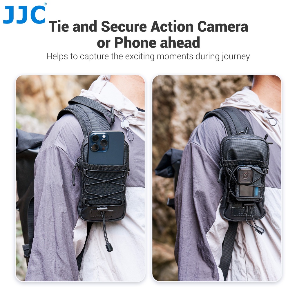 JJC กระเป๋า Outdoor Travel อเนกประสงค์กระเป๋ากันน้ำกระเป๋าพร้อมสายคล้องไหล่สำหรับสมาร์ทโฟน DJI Insta360 Camera กล้องแอคชั่นแคมเมรา waterproof Phone Case Bag Airtag SD Card การ์ดความจำอุปกรณ์เสริมกลางแจ้ง