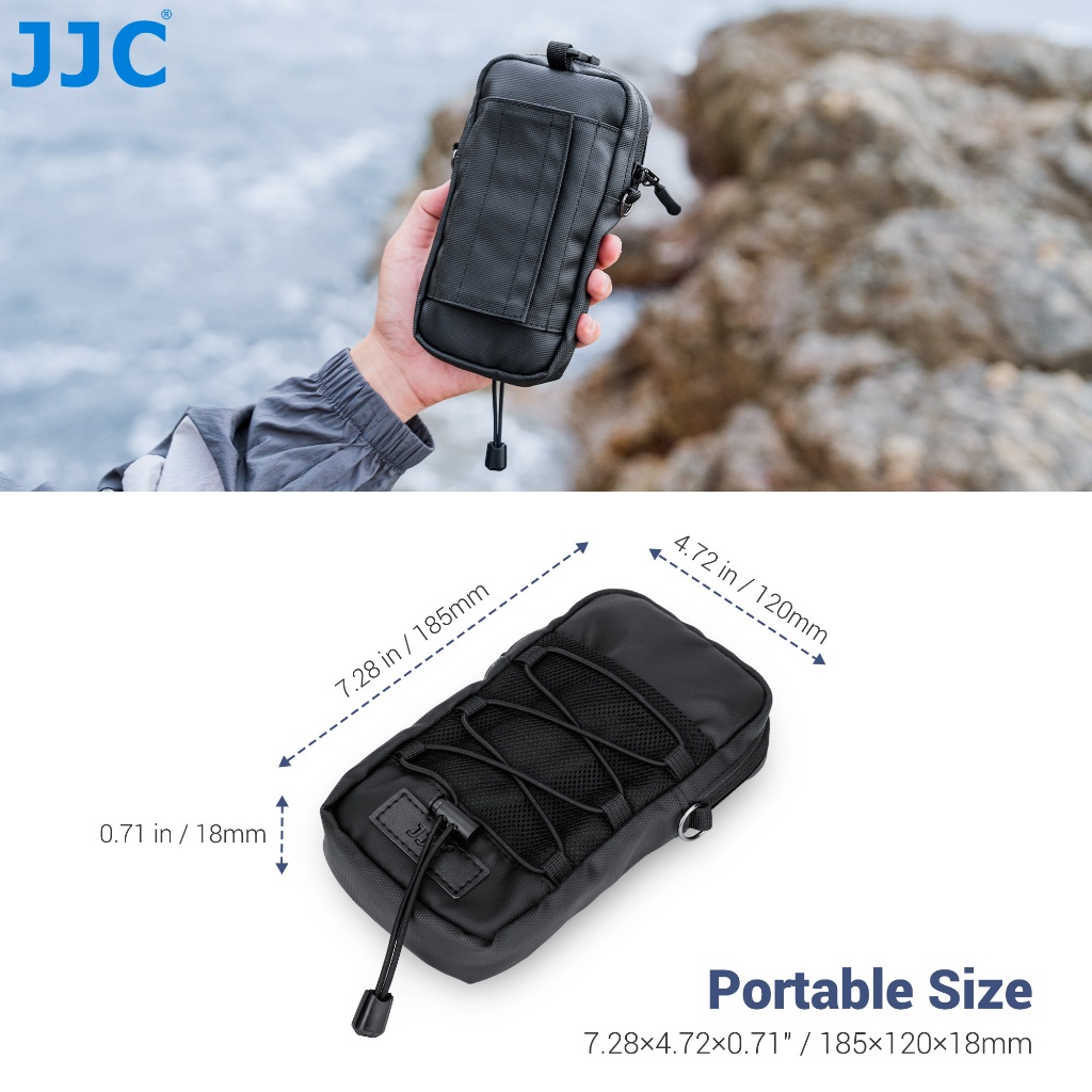 JJC กระเป๋า Outdoor Travel อเนกประสงค์กระเป๋ากันน้ำกระเป๋าพร้อมสายคล้องไหล่สำหรับสมาร์ทโฟน DJI Insta360 Camera กล้องแอคชั่นแคมเมรา waterproof Phone Case Bag Airtag SD Card การ์ดความจำอุปกรณ์เสริมกลางแจ้ง