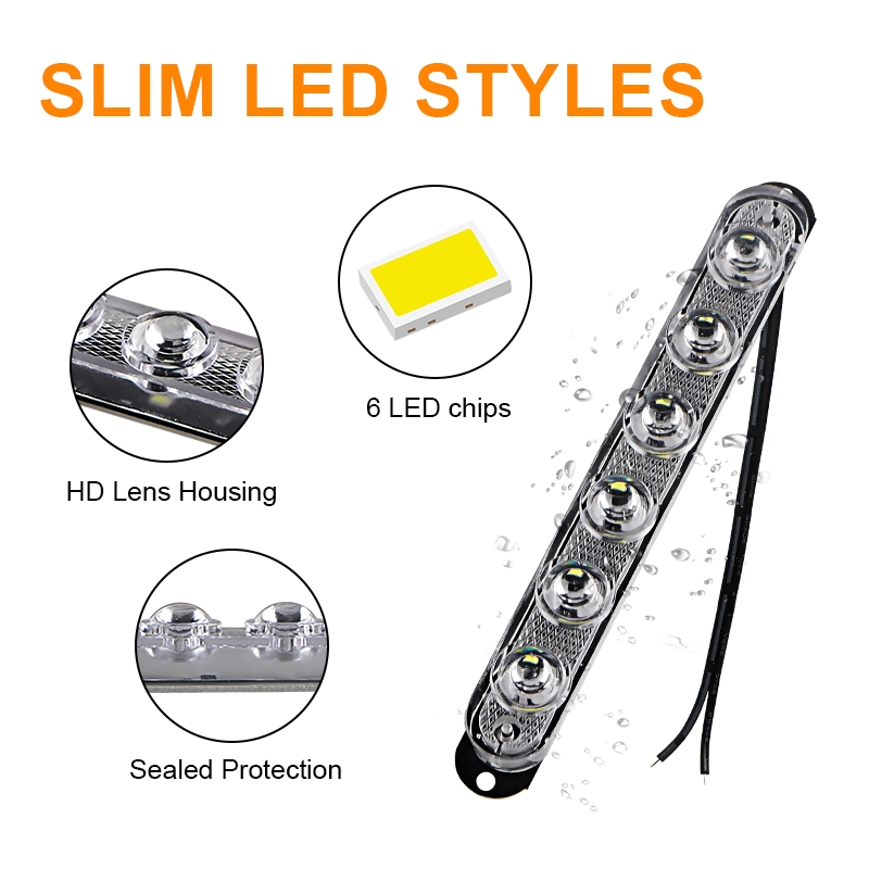 1 PC ความสว่างสูง 6 ชิปรถ LED Strobe Light ไฟฉุกเฉินไฟเตือนกระพริบสําหรับ SUV รถบรรทุก Trailer 12-24V Light Bar - รูปที่ 2