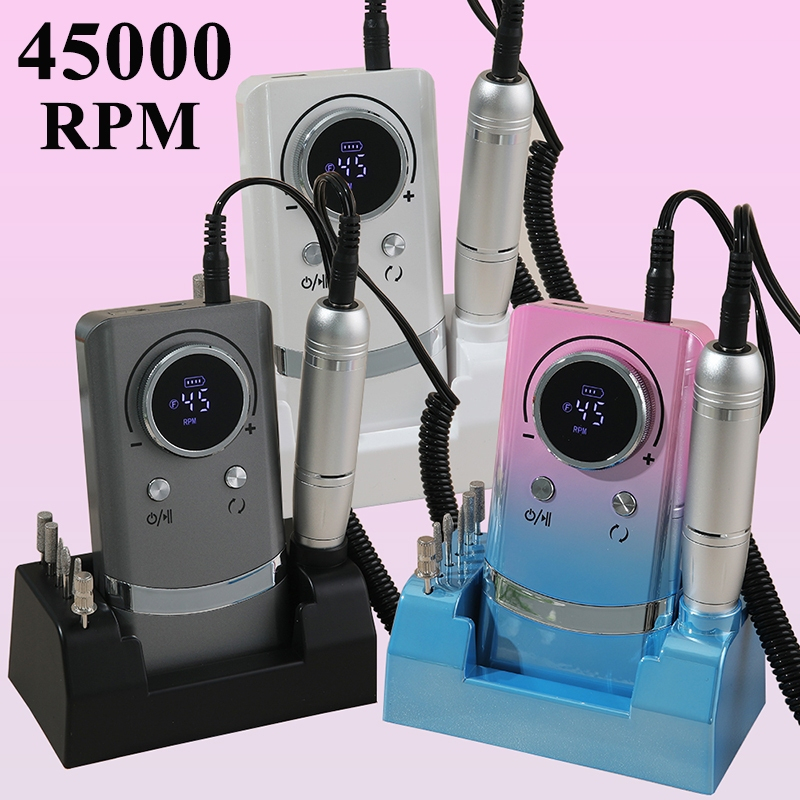 2025 ใหม่ 45000RPM เครื่องเจาะเล็บแบบพกพาตะไบเล็บไฟฟ้าแบบชาร์จไฟได้พร้อมจอแสดงผล HD LCD เครื่องขัดเล็บมืออาชีพ