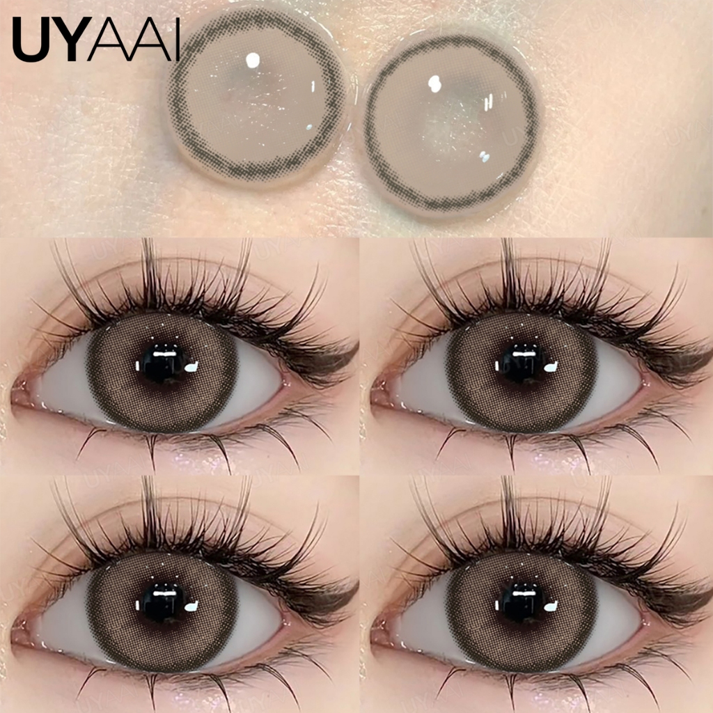 ผลิตภัณฑ์ใหม่ UYAAI  Contact lens Mini Soft Natural เลนส์สี ขนาดเล็ก 14.0~14.5 มม. สําหรับแต่งตาธรรมดา รายปี 2 ชิ้น/คู่สีเทาสีน้ําตาล