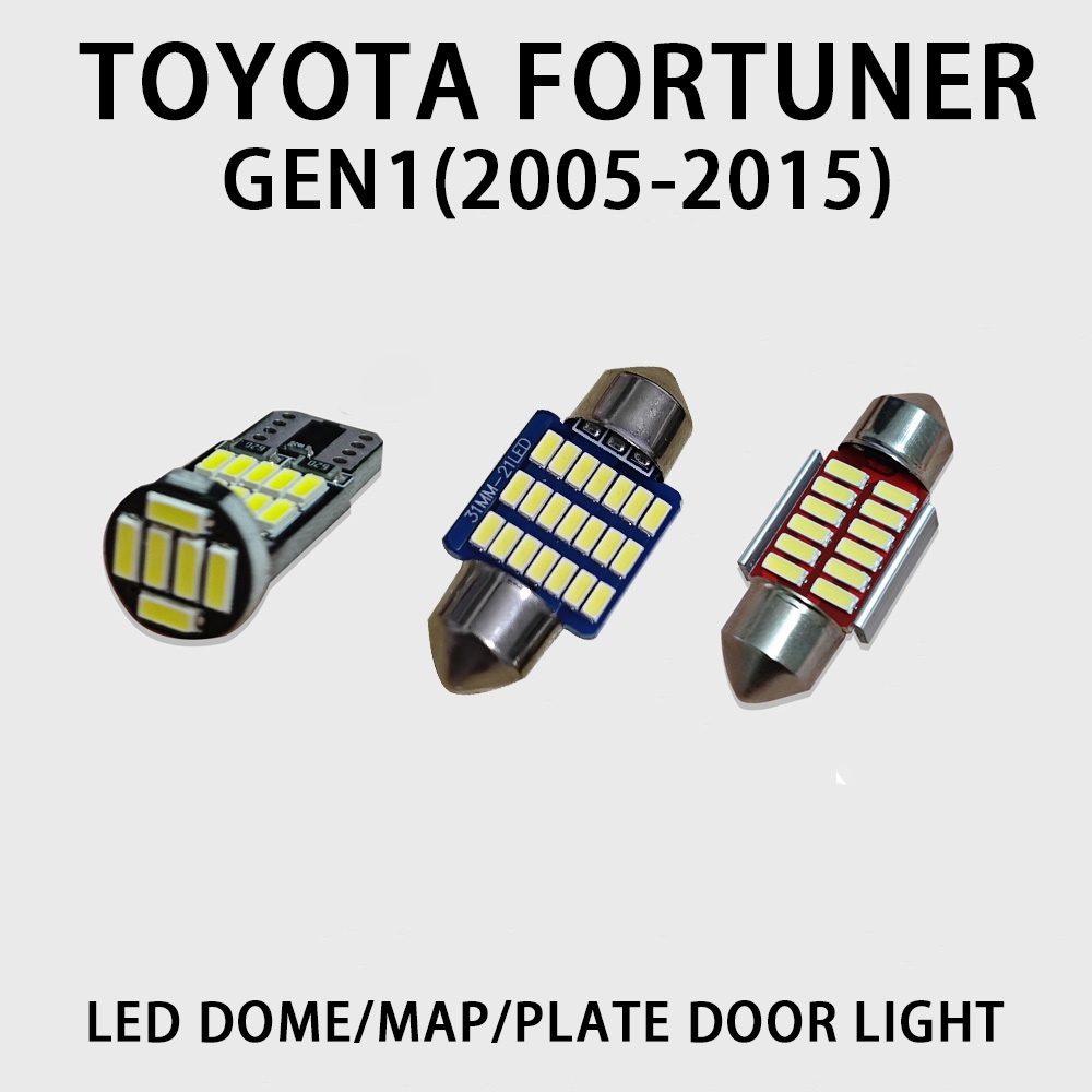 สําหรับ Toyota Fortuner Gen 1 ไฟ LED ภายในโดมแผนที่ป้ายทะเบียนเพดาน Park หลอดไฟ 2015 2014 2013