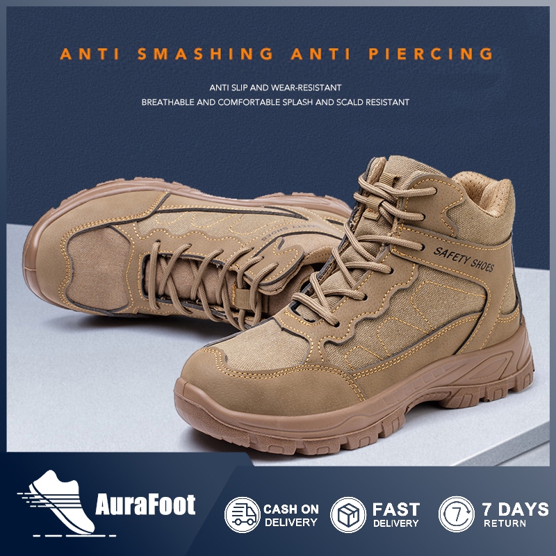 High-top รองเท้าป้องกันแรงงานรองเท้าทนต่อการสึกหรอ Anti-Smashing Anti-Piercing Four Seasons Ankle Sup