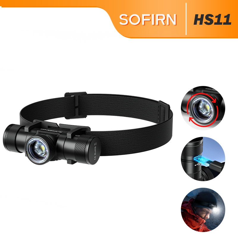 Sofirn HS11(H11B) ไฟหน้าซูมหมุนได้สว่างเป็นพิเศษ Type-C ไฟหน้าแบบชาร์จไฟได้กันน้ําใช้ 18650