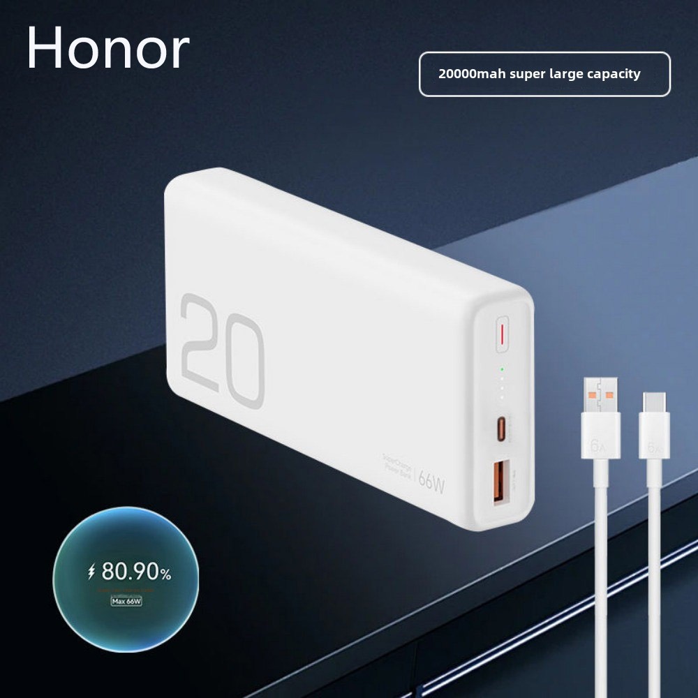 Honor Choice 66W 20000mah Powerbank Super Fast Charge แบตสํารองแบบพกพาความจุขนาดใหญ่