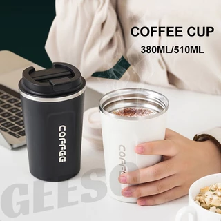 GEESO แก้วกาแฟพกพา สแตนเลสแบบพกพา น้ำสแตนเลส ร้อนพร้อมฝา กระติกน้ำสแตนเลส เก็บอุณหภูมิ แก้วกาแฟ Portable Coffee Mug SUS304 Stainless Steel