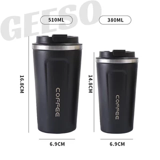 GEESO แก้วกาแฟพกพา สแตนเลสแบบพกพา น้ำสแตนเลส ร้อนพร้อมฝา กระติกน้ำสแตนเลส เก็บอุณหภูมิ แก้วกาแฟ Portable Coffee Mug SUS304 Stainless Steel