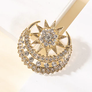 Star Moon Reverse เข็มกลัดมุสลิมแบบดั้งเดิมโลหะผสมประณีตเข็มกลัดวันหยุดเข็มกลัด Kaizhai Festival