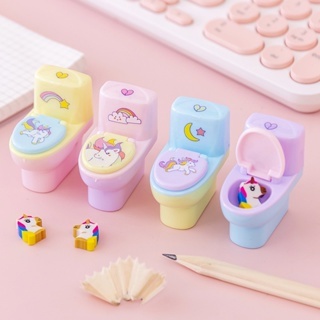 กบเหลาดินสอรูปห้องน้ําสร้างสรรค์พร้อมยางลบยูนิคอร์นน่ารักการ์ตูนยางเด็กของขวัญตลกนักเรียนเครื่องเขียน
