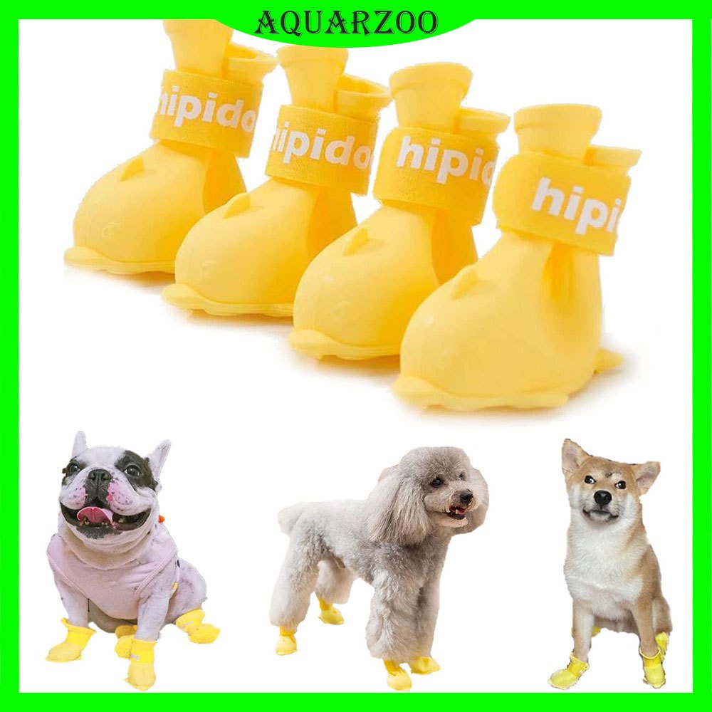 Aquarzoo 4 ชิ้นรองเท้าสุนัขกันน้ํารองเท้าสุนัขสําหรับหิมะและฝน Teddy Pomeranian Bichon สุนัขขนาดเล็ก