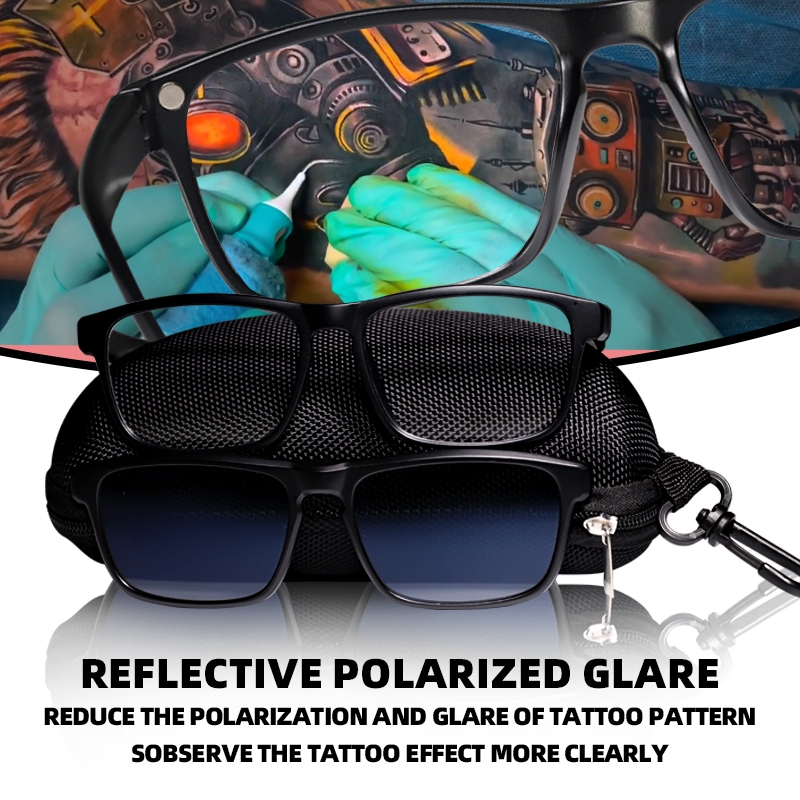 แว่นตาสักลาย แว่นกันแดด polarized ผู้ชาย ผู้หญิง ป้องกันแสงสะท้อน แว่นตาโพลาไรซ์เชิงเส้นกึ่งโปร่งแสง สร้างขึ้นสำหรับช่างสักมืออาชีพ อุปกรณ์สัก
