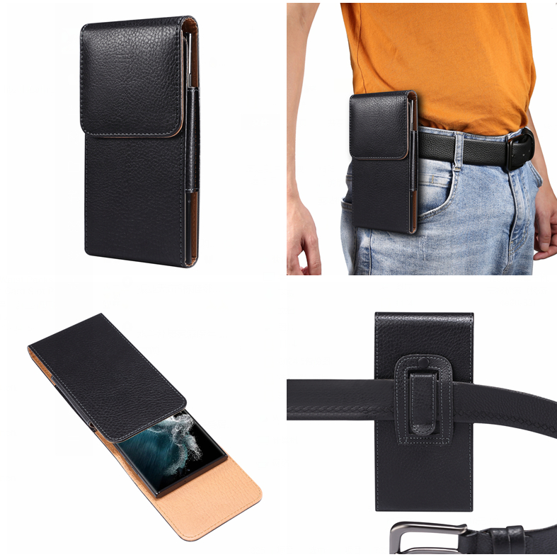 Universal เอวแพ็ค Litchi หนังโทรศัพท์มือถือเข็มขัดคลิปกระเป๋าสําหรับ Iphone 16 plus 15 14 13 12 mini