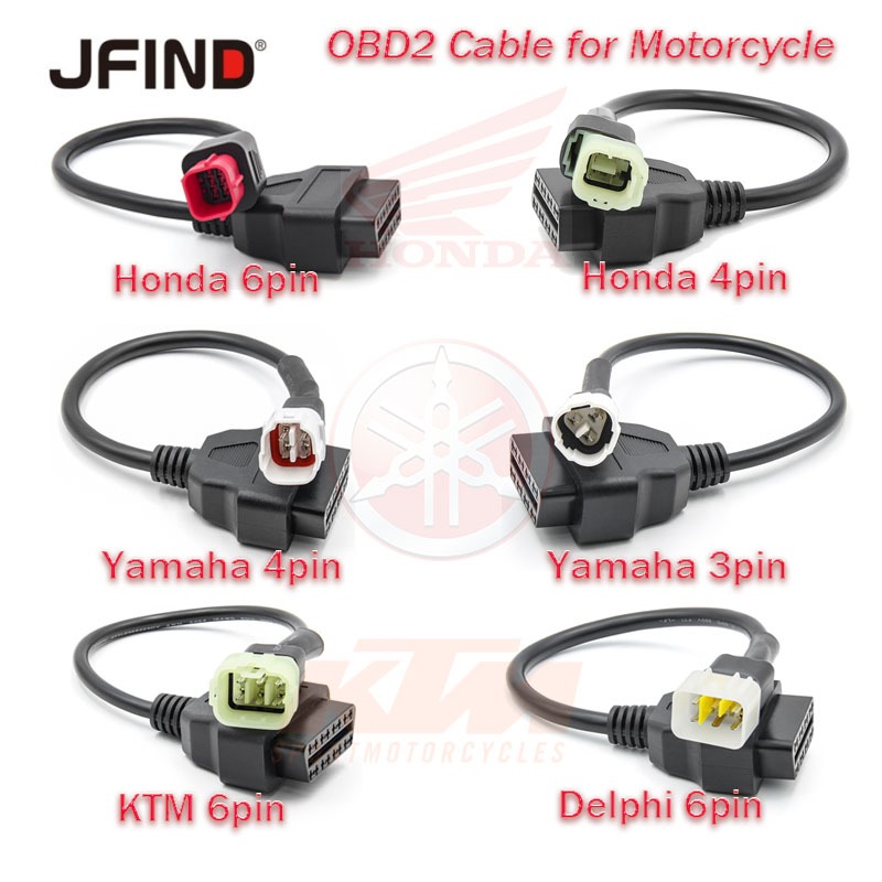 【Local Stock】สนับสนุน Yamaha & Honda & DELPHI & KTM Motorbike Motorcycle OBD2 16Pin Adapter สายการตรวจสอบสาย 3PIN 4PIN หรือ 6PIN ไปยังสายต่อ OBDII 16PIN OBD 2 Scanner Cable Motorbike Motorcycle OBD Connector For ELM327