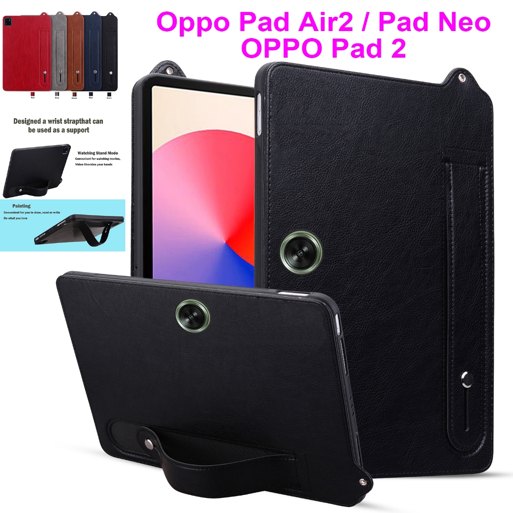 สําหรับoppo Pad Air2 11.4 "2024 OPPO Pad Neo OPD2302 OPD2303 OPPO Pad 2 Pad2 11.11 "OPD2201 X22N2 แฟชั่นสายรัดข้อมือขาตั้งนุ่มTPUปลอกมือถือกันกระแทกป้องกันกรณีแท็บเล็ต