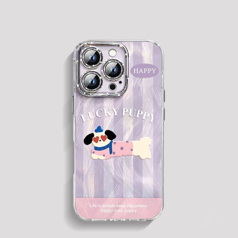 สําหรับกรณี iPhone IP15 PRO MAX IP11 IP12 PRO IP14 IP13 IP14PLUS การ์ตูนน่ารักสีลูกสุนัขภาพ Anti-fall creative รวมทุกอย่าง hardshell เคสโทรศัพท์