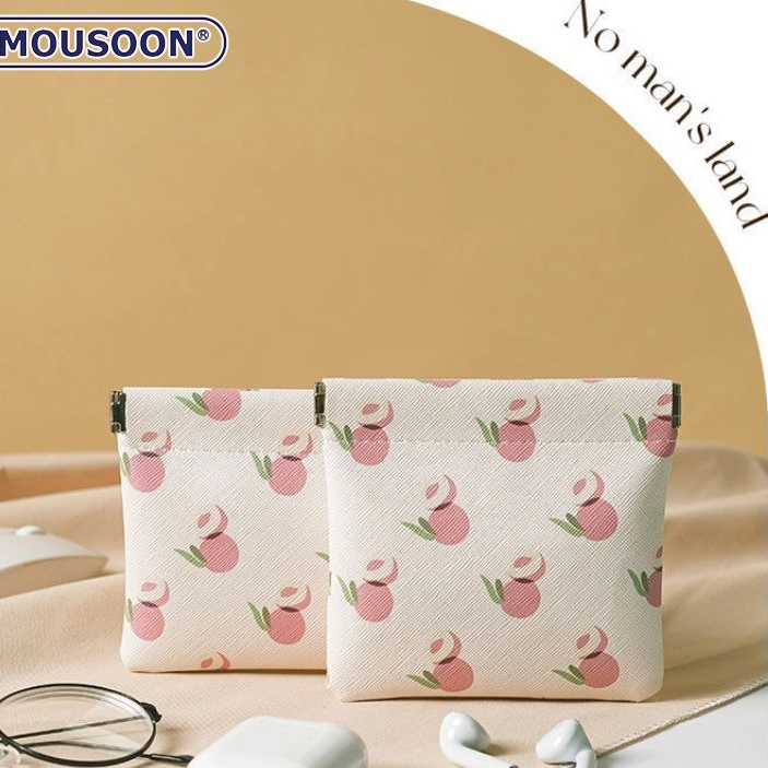 MOUSOON มูซูน กระเป๋าเก็บสายเคเบิลข้อมูลที่เรียบง่ายปิดอัตโนมัติแบบพกพาแบบพกพาเครื่องสําอางถุงเก็บปิดอัตโนมัติ