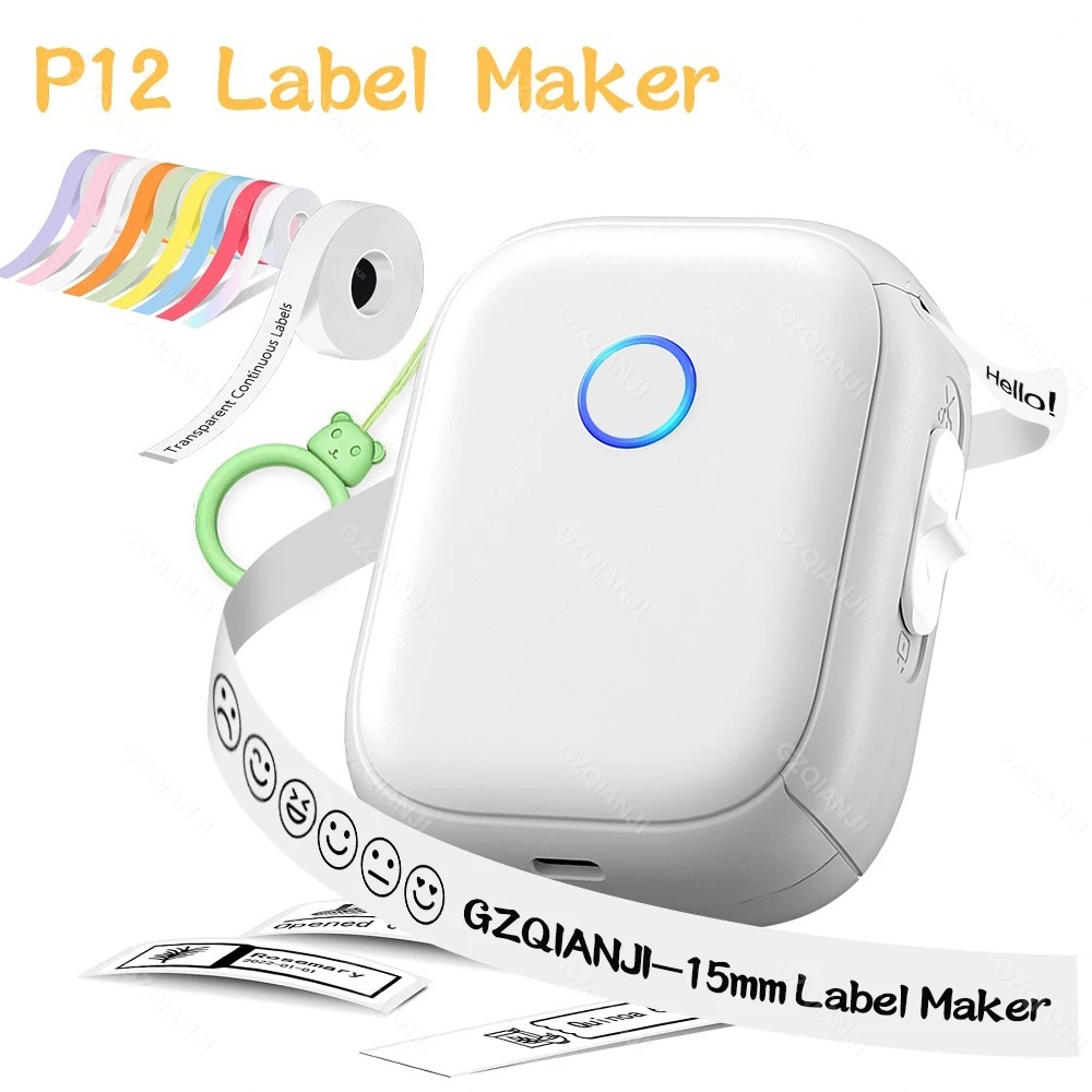 Marklife Thermal Label Sticker Printer P12 Mini Portable Bluetooth Wireless Label Maker พร้อมเครื่องตัด Barcode ชื่อราคาแท็กสติกเกอร์เครื่องสําหรับโทรศัพท์สมาร์ท
