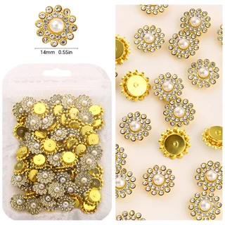 100 ชิ้น Rhinestones พร้อม Claw สําหรับเย็บปักถักร้อย Flatback Pearl ปุ่มลูกปัดเย็บบนเสื้อผ้าอุปกรณ์เสริมสําหรับ DIY
