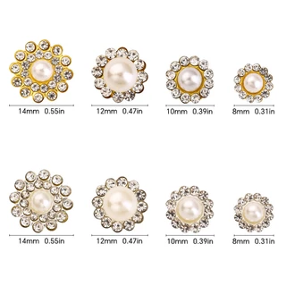 100 ชิ้น Rhinestones พร้อม Claw สําหรับเย็บปักถักร้อย Flatback Pearl ปุ่มลูกปัดเย็บบนเสื้อผ้าอุปกรณ์เสริมสําหรับ DIY