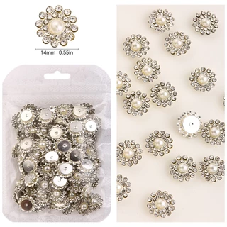 100 ชิ้น Rhinestones พร้อม Claw สําหรับเย็บปักถักร้อย Flatback Pearl ปุ่มลูกปัดเย็บบนเสื้อผ้าอุปกรณ์เสริมสําหรับ DIY