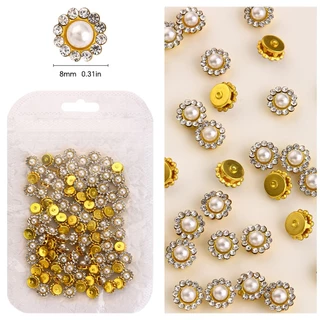 100 ชิ้น Rhinestones พร้อม Claw สําหรับเย็บปักถักร้อย Flatback Pearl ปุ่มลูกปัดเย็บบนเสื้อผ้าอุปกรณ์เสริมสําหรับ DIY